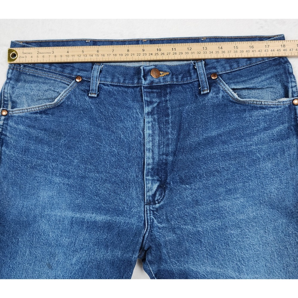 Wrangler 13MWZ Jeans Mens 38x31 Blue  Western Cowboy Cut Straight Leg Denim - Picture 5 of 13